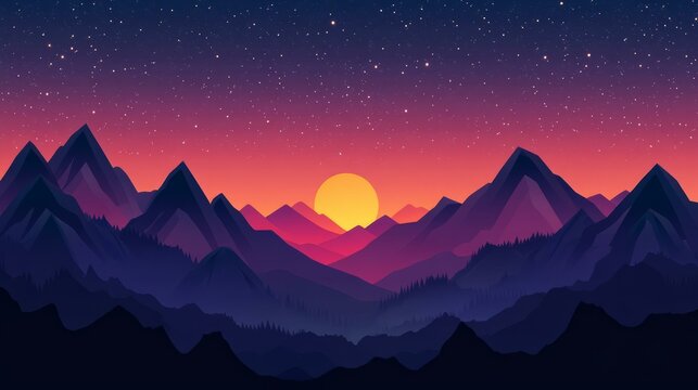 Silhouette of a mountain range under a twi