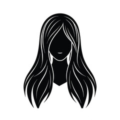 Long straight hair  silhouette vector