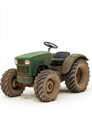 Fototapeta premium Vintage tractor in rustic field agricultural machinery outdoor landscape rural setting agricultural concept