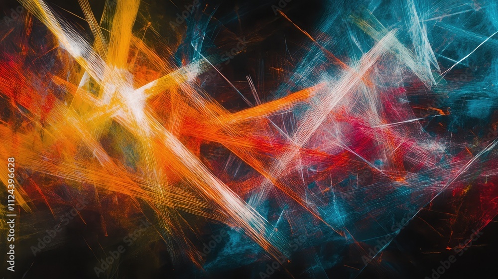 Poster abstract colorful dynamic lines and patterns on dark background