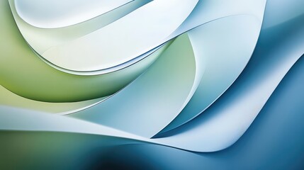 Fototapeta premium Abstract Waves in Soft Green and Blue Tones for Design Background
