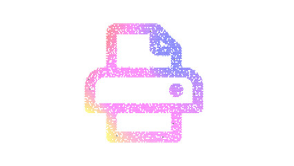 Icon print is made up of LED square shapes. There are bright diodes and there are black dead diodes