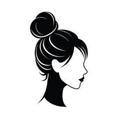 Women hair  top knot bun silhouette