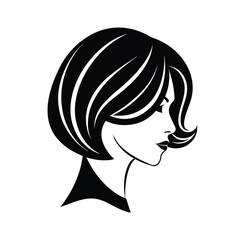 Women hair asymmetrical cut silhouette