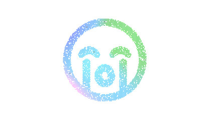 Icon sad cry is made up of LED square shapes. There are bright diodes and there are black dead diodes