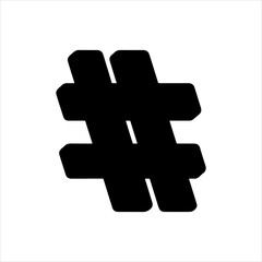 Hashtag black silhouette vector illustration on white background