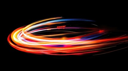 Colorful Light Trails in Abstract Pattern on Dark Background