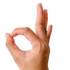 Hand ok sign isolated on transparent background