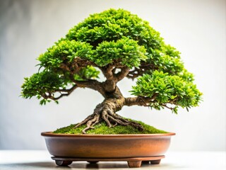 Bonsai Tree Closeup: Stunning Houseplant Photography, White Background