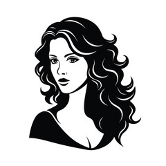Women hair style loose curls silhouette