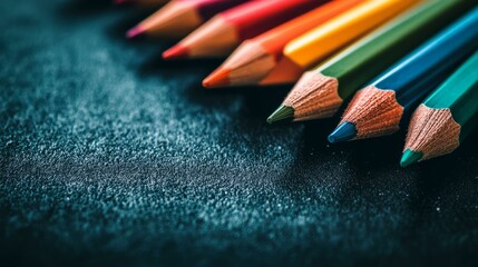 Set of freshly sharpened pencils lined