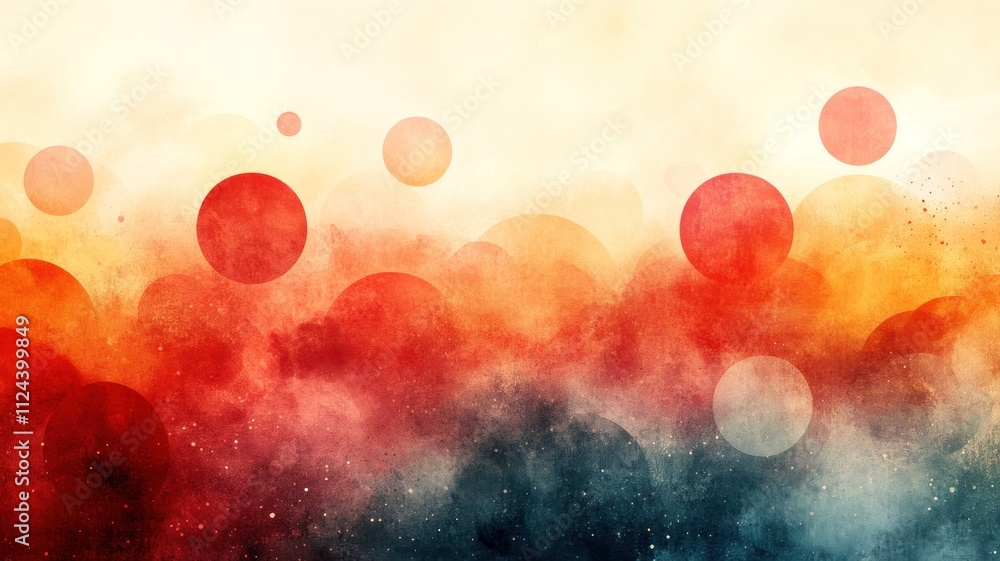 Poster abstract colorful background with circles and a dreamy atmosphere.