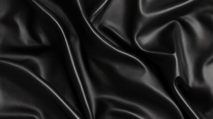 Obraz premium Smooth Black Fabric Texture with Elegant Creases and Drapery