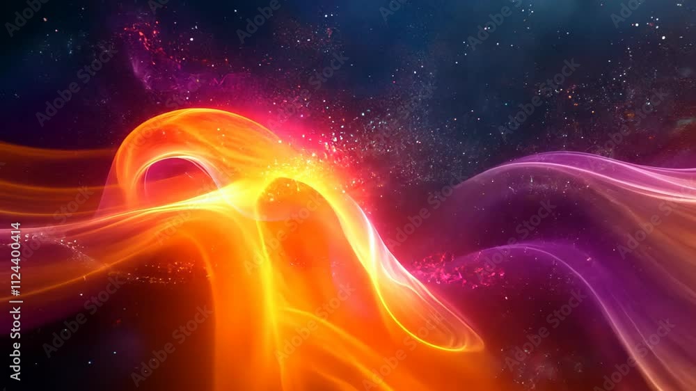 Poster vibrant cosmic waves dance across a starry backdrop in an enchanting display of colors and light dyn
