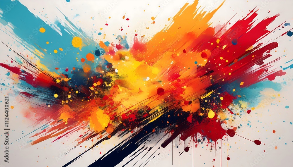 Poster Abstract explosion of vibrant colors and splashes.