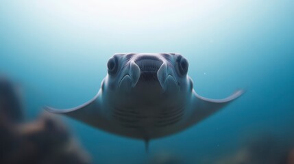 Majestic Manta Ray Underwater Closeup Ocean Wildlife Marine Life Nature Photography