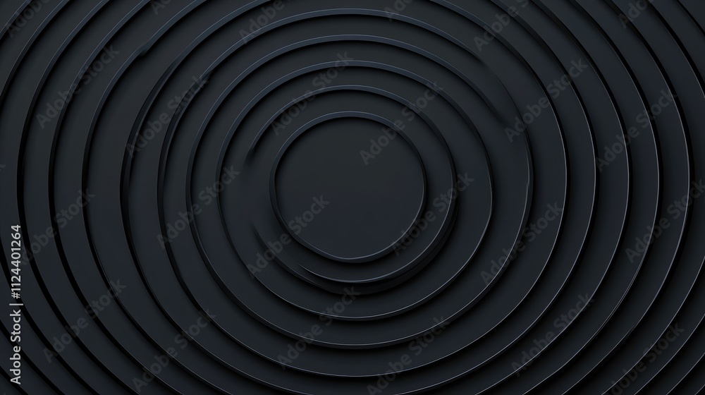 Poster abstract black background with circular ripple patterns and texture