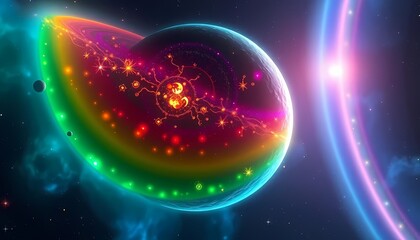 Obraz premium Radiant Orbital Glow AI Biotech