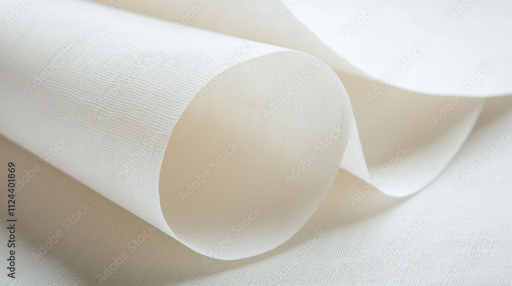 Poster close-up of smooth white fabric with elegant texture and gentle curves