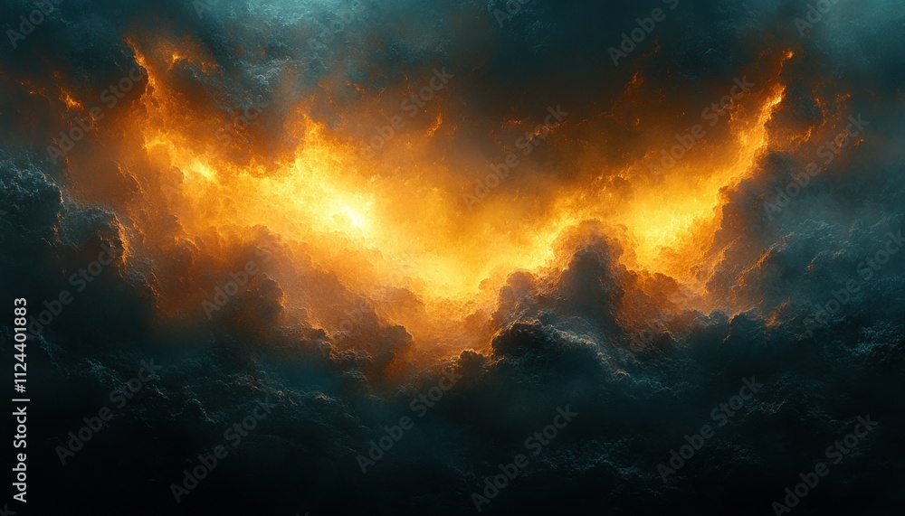 Wall mural mystic abstract artwork with dark background shimmering dust and ethereal textures in impressionism 