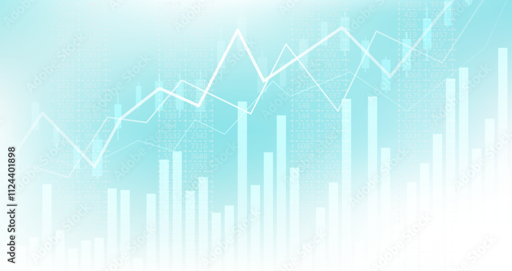 Poster abstract infographic visualization. financial chart with uptrend line graphs and candlesticks. futur