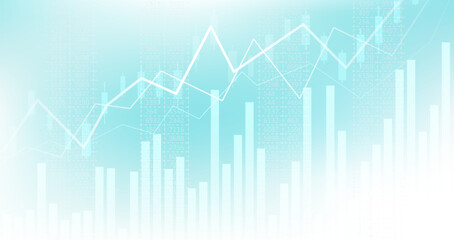 Fototapeta premium Abstract infographic visualization. Financial chart with uptrend line graphs and candlesticks. Futuristic network or business analytics. Graphic concept for your design.
