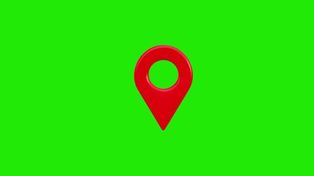 3D Location Green Screen Pin Icon Motion Graphics Animation with Alpha Channel. 4K Resolution