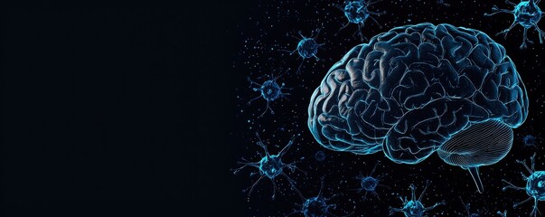 Intricate Brain Surrounded by Glowing Neurons in Neon Light with Stunning Detail and Vibrant Colors