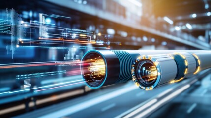 Abstract Technology Background with Futuristic Data Transmission