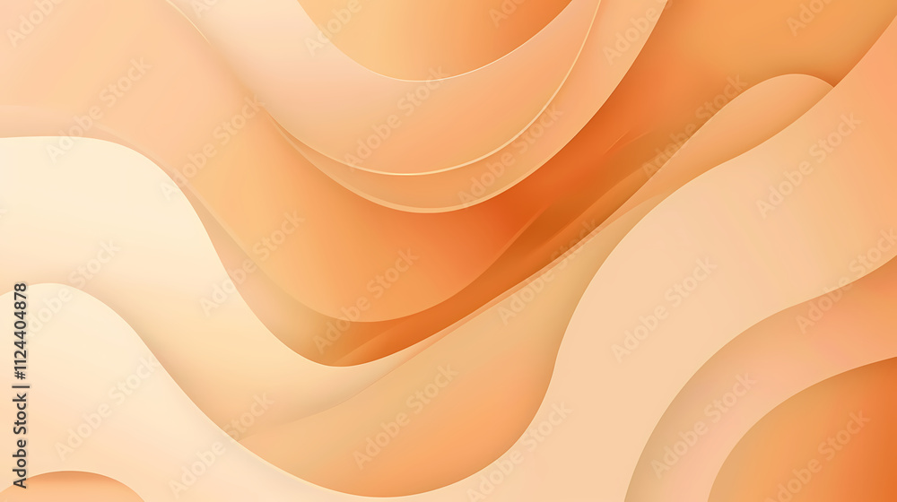Poster abstract peach wave: fluid, layered curves in soft peach and cream shades create a calming, minimali