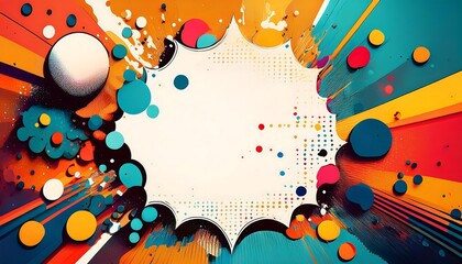 Obraz premium Colorful comic-style graphic with blank speech bubble.