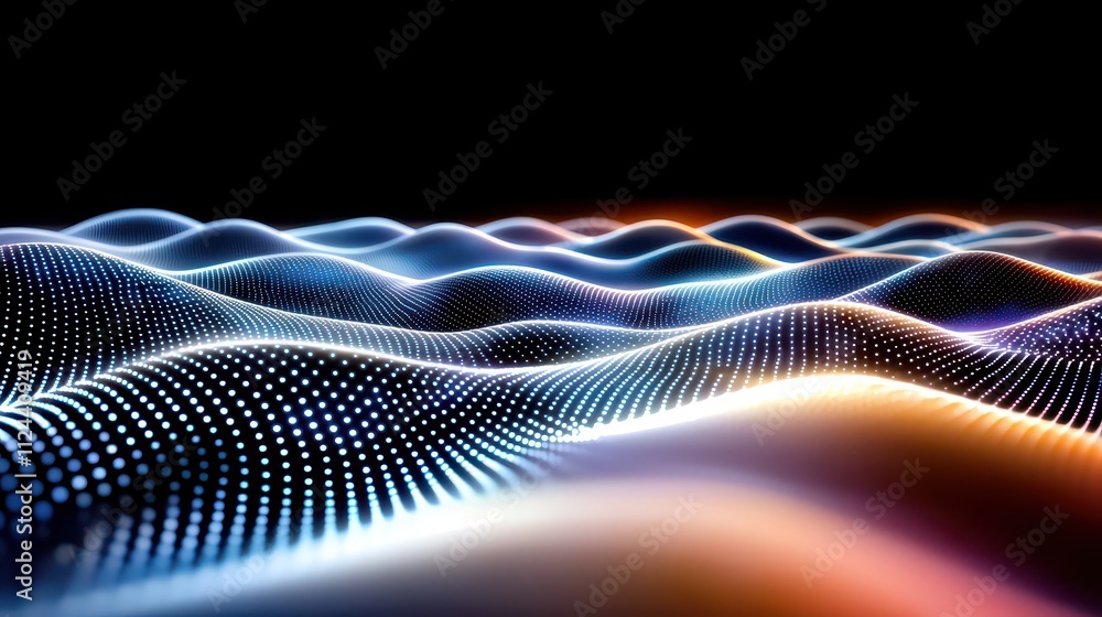 Poster vibrant abstract waves of light and color in digital form