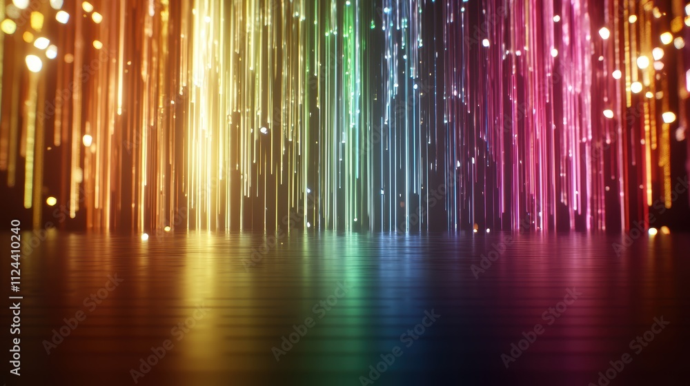 Poster colorful abstract light patterns with vertical stripes and glows