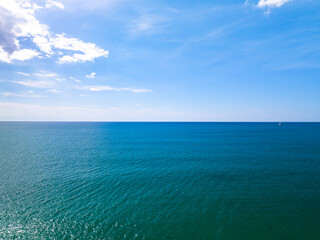 Sea surface aerial view,Bird eye view photo of small waves texture water surface turquoise sea...