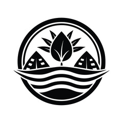 Eco vista silhouette vector logo