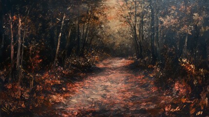 Obraz premium Textured path through a forest with uneven