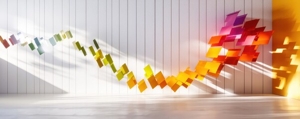 Obraz premium Vibrant Geometric Patterns in Modern Art Gallery Interior Space