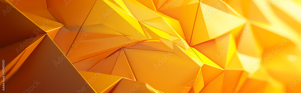 Poster golden abstract geometry: a mesmerizing close-up of a vibrant, textured surface composed of multifac