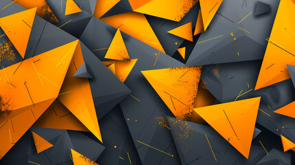 Abstract Geometric Chaos: A vibrant composition of intersecting orange and gray triangles creates a dynamic and energetic abstract pattern.