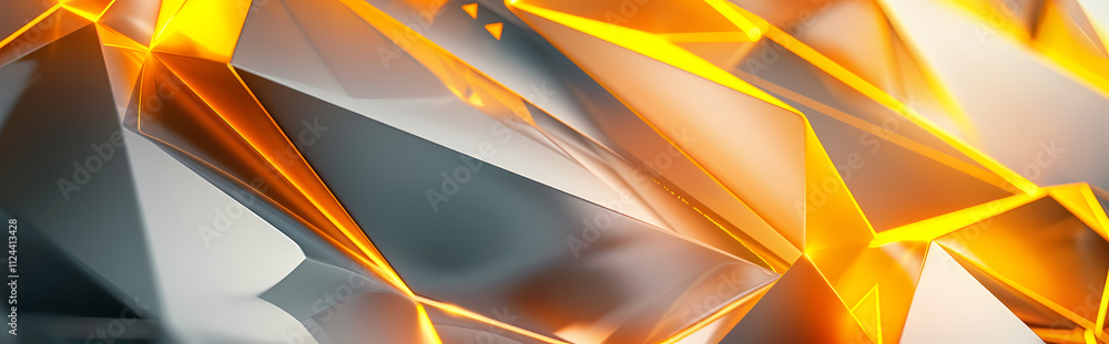 Poster abstract gold and silver crystals: a mesmerizing abstract image of shimmering gold and silver crysta