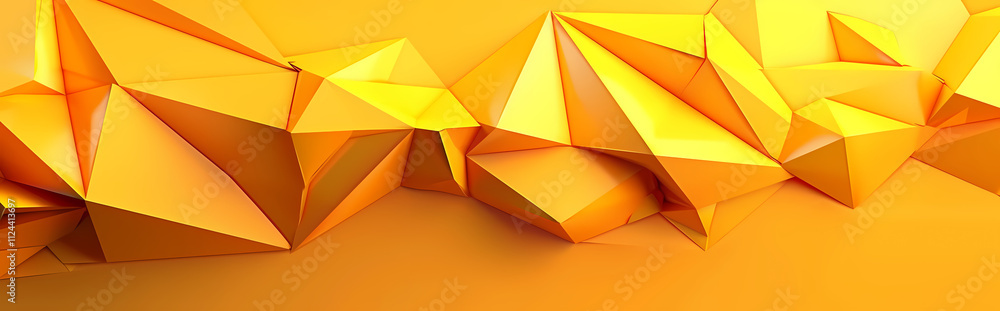 Poster golden abstract geometry: a captivating arrangement of shimmering, golden geometric shapes, creating