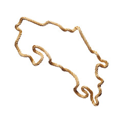 Obraz premium Costa Rica Map border from rope, sturdy nautical concept element. transparent background