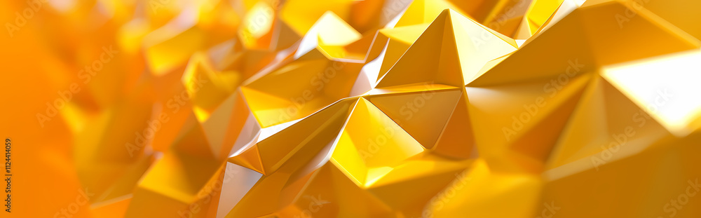 Poster golden geometric abstract: a mesmerizing abstract image featuring a cluster of shimmering, golden, g