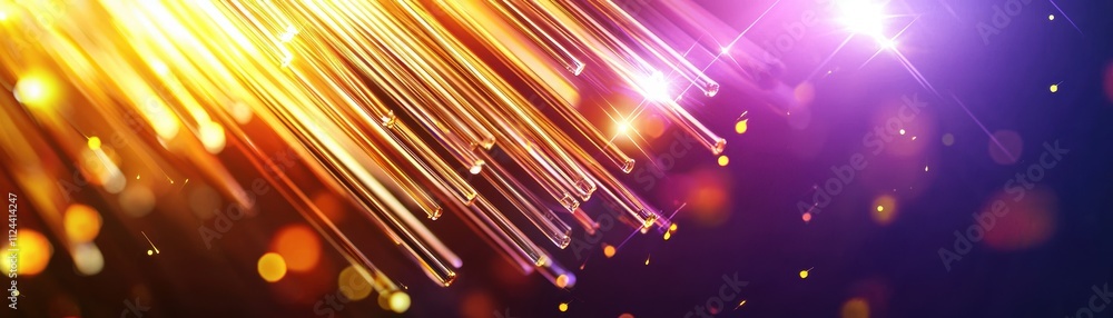 Poster colorful light trails and bokeh effect on dark background