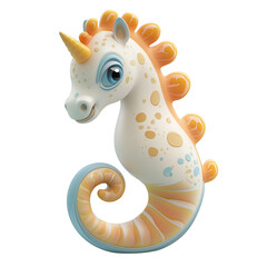 3D rendering icon Sea horse illustration PNG. cartoon minimal style on transparent isolated background.