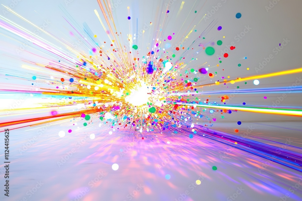 Aufkleber explosive colorful light burst with glowing particles and dynamic motion
