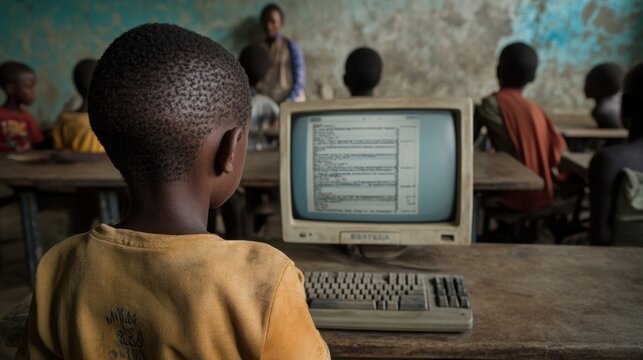 Children Learning in a Classroom with Outdated Computer Technology
