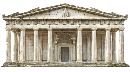 Naklejka premium Majestic Greek Parthenon style Temple on Clean White Background with Copy Space