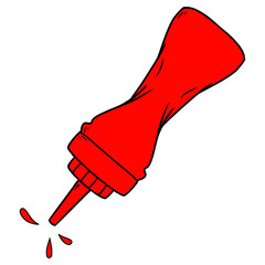 squeeze ketchup bottle illustration hand drawn isolated vector