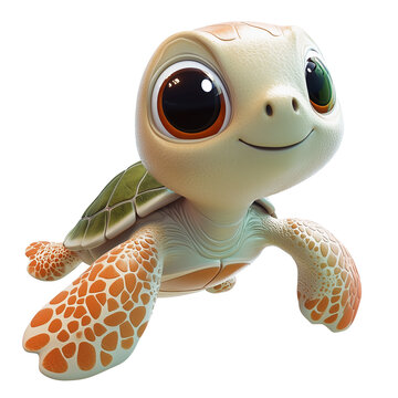 3D rendering icon turtle illustration PNG. cartoon minimal style on transparent isolated background.
